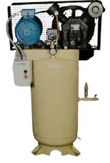 Compact single stage industrial air compressor in operation